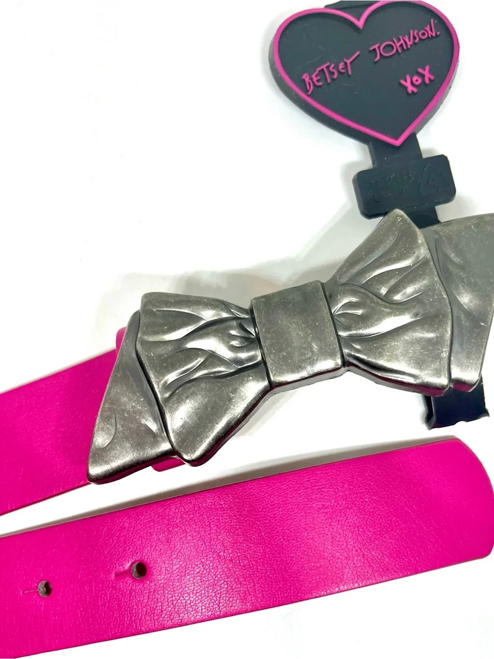 Betsey Johnson Hot Pink Bow Buckle Belt NWT
